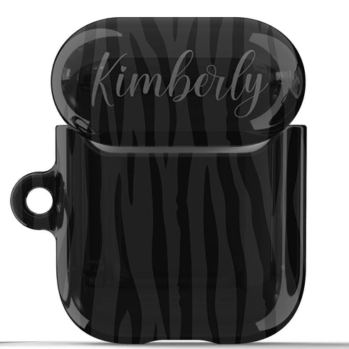 Dark Zebra Custom Name AirPods Case